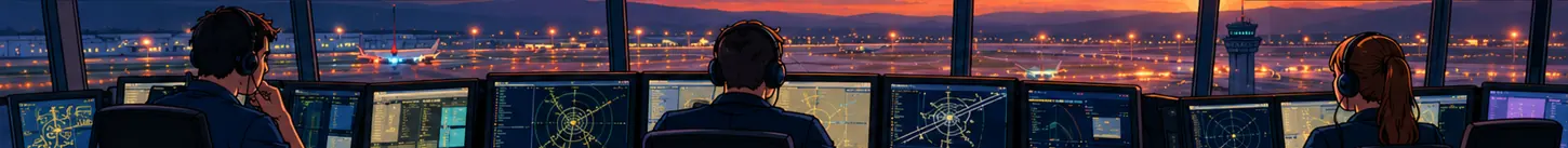 Illustrated Luxembourg tower controllers overlooking the airport